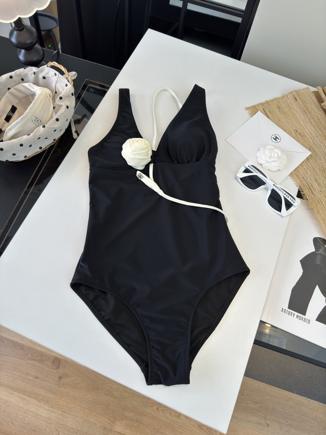 [TOP] CHANEL One-Piece Swimsuit - Black