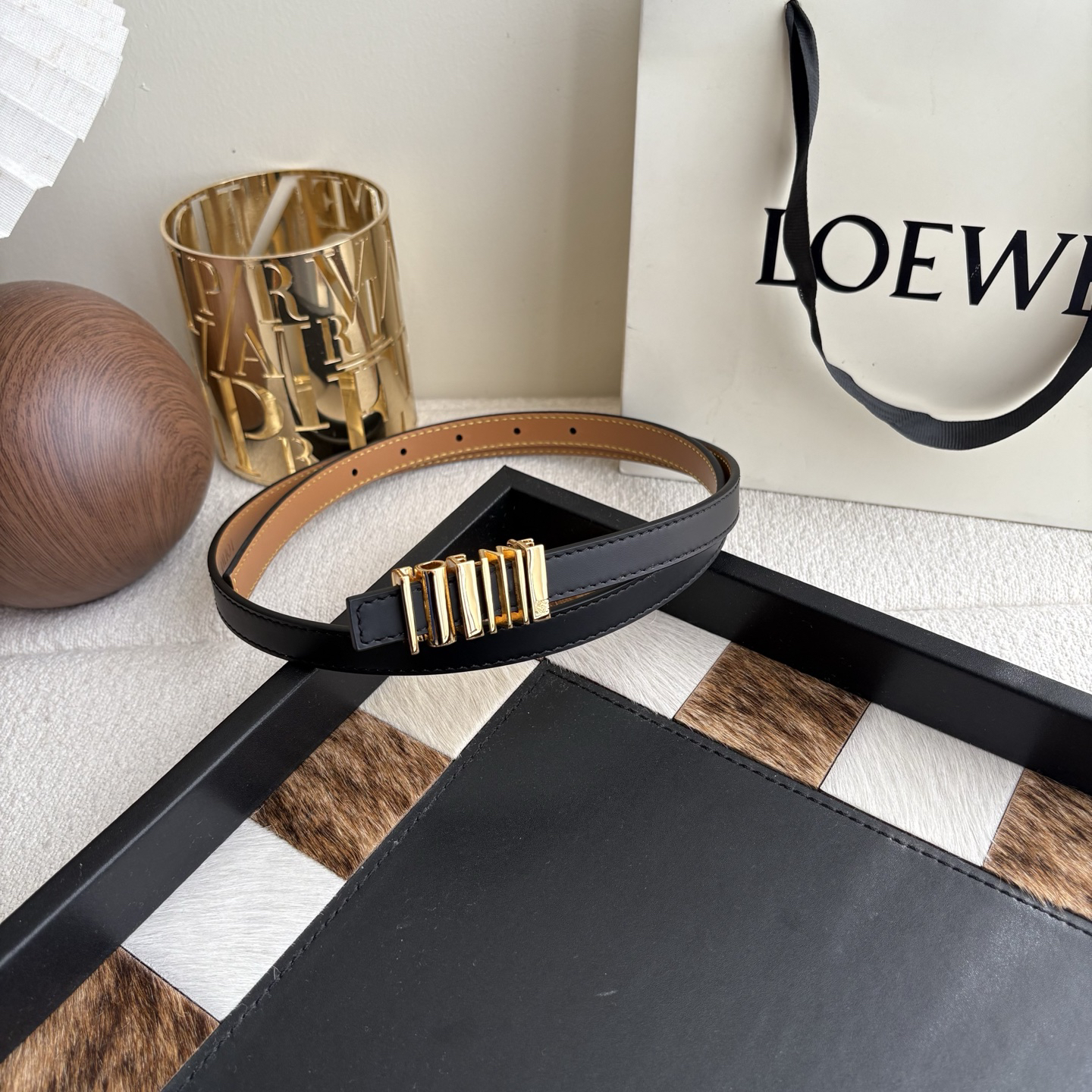 [TOP] LOEWE Leather Belt 1.5 cm - Black - 711 Luxury