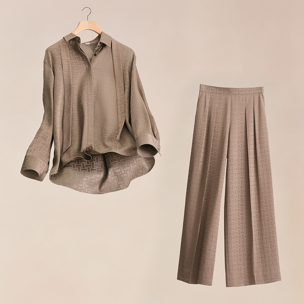 Hermès Mosaique Ascot Collar Shirt Pants #382336
