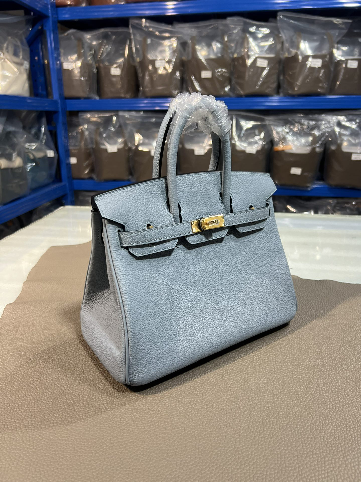 [TOP] HERMES Birkin Togo Leather 25cm - Bleu Pale & GHW