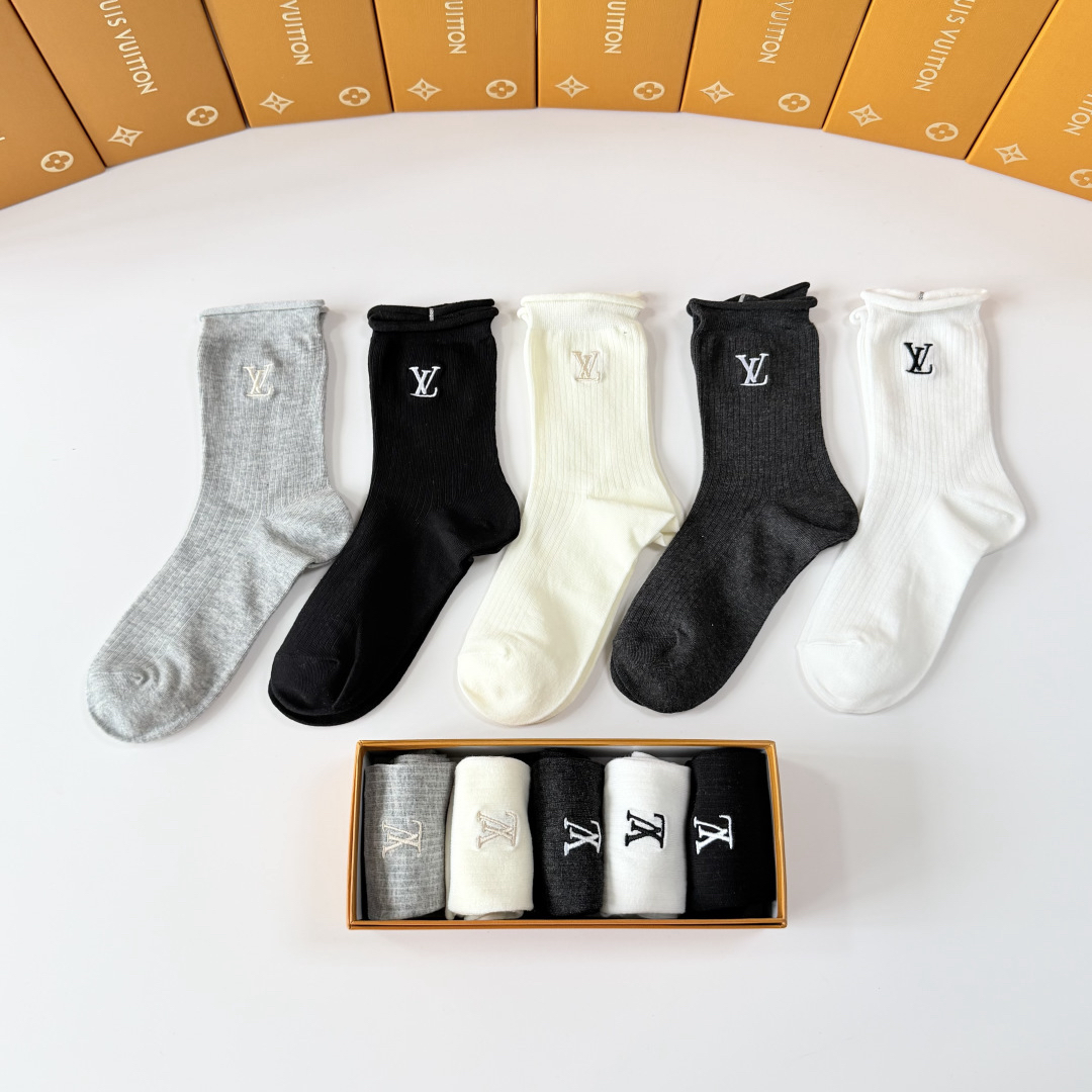 [TOP] Louis Vuitton LV Socks - 5 Pieces as a Set - 711 Luxury