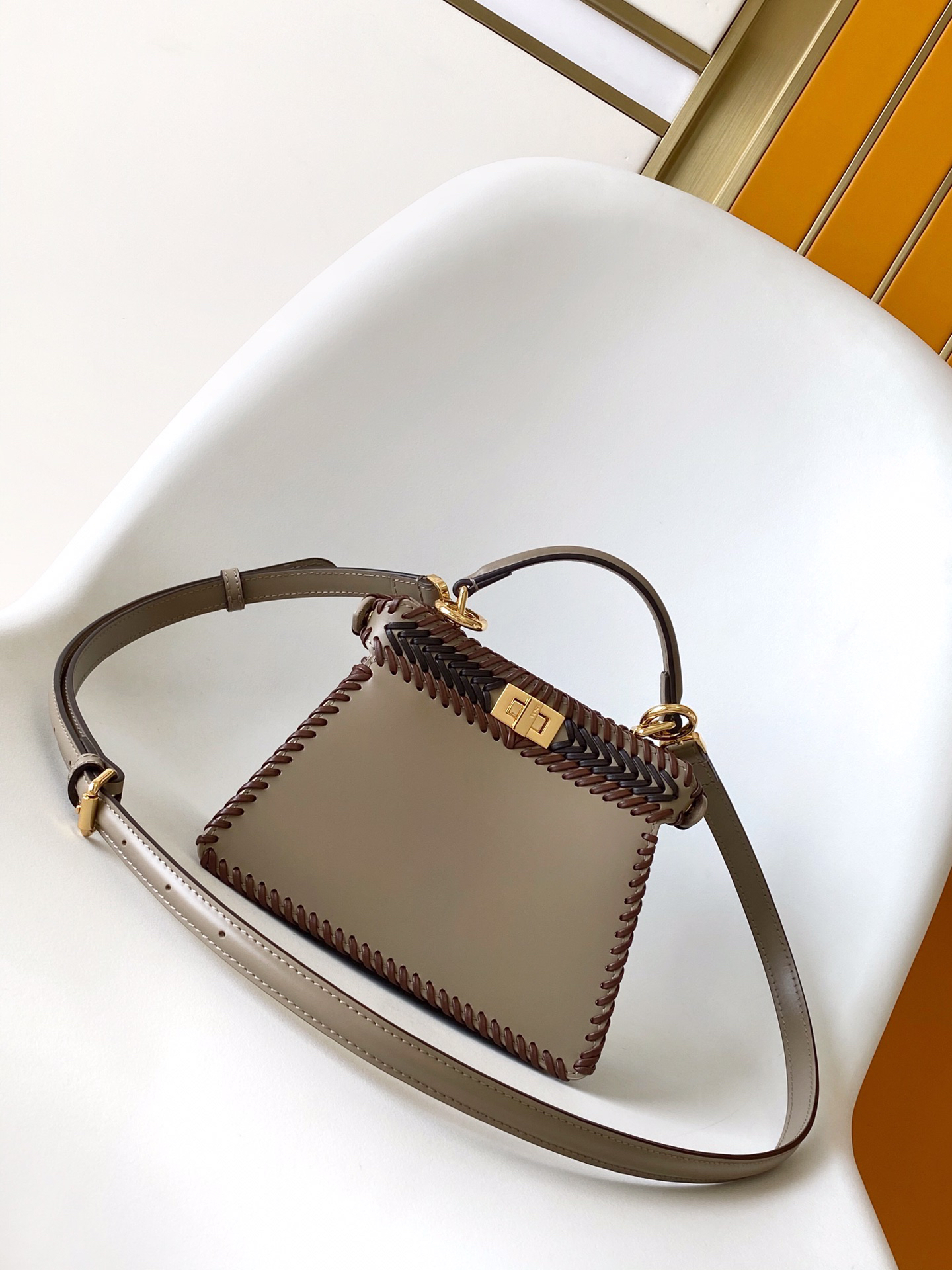 [TOP] FENDI Peekaboo ISeeU Bag 20x11x15.5cm - Gray and Blue - 711 Luxury