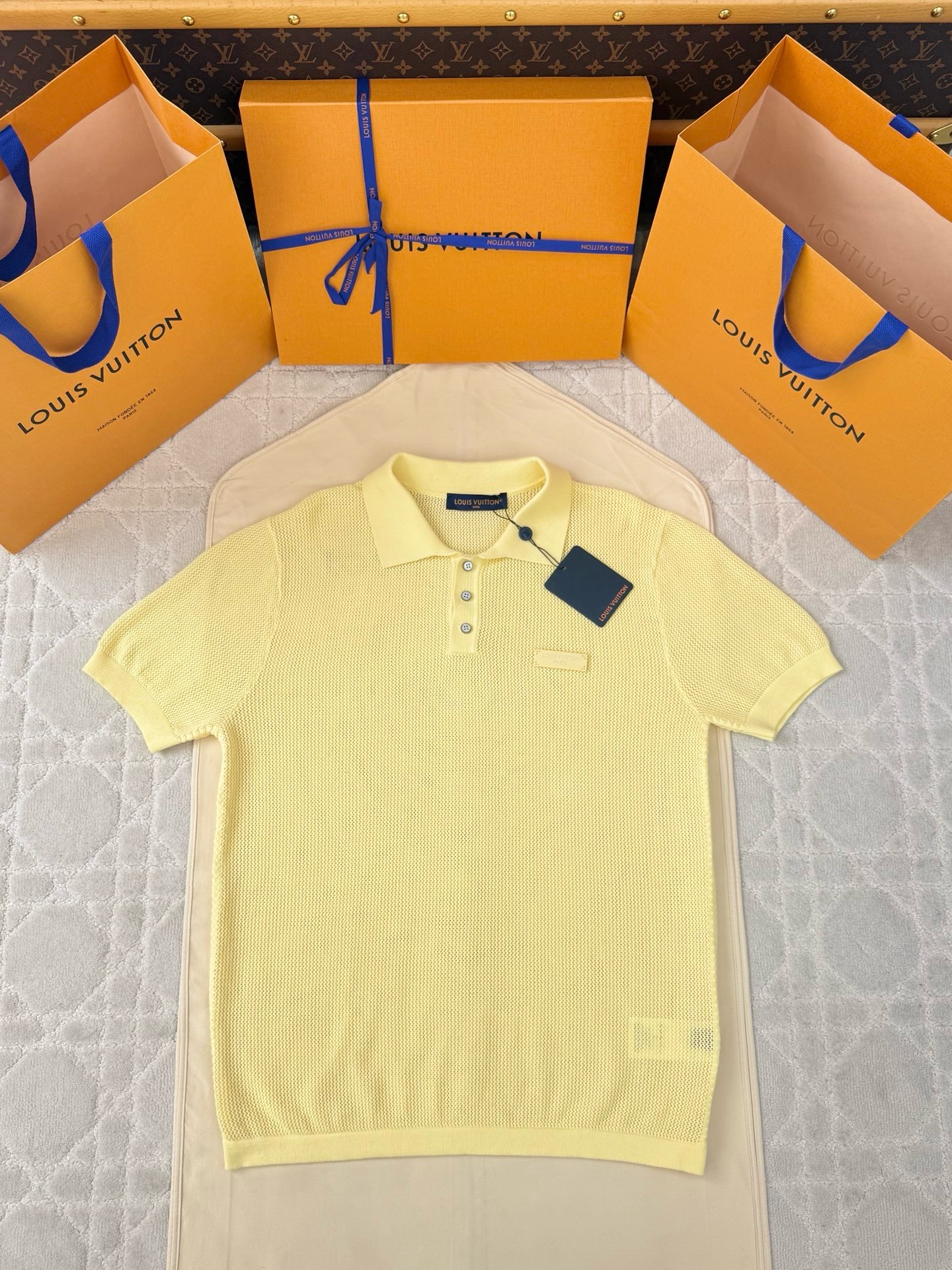 LOUIS VUITTON Sun-Bleached Short-Sleeved Polo Shirt #393062