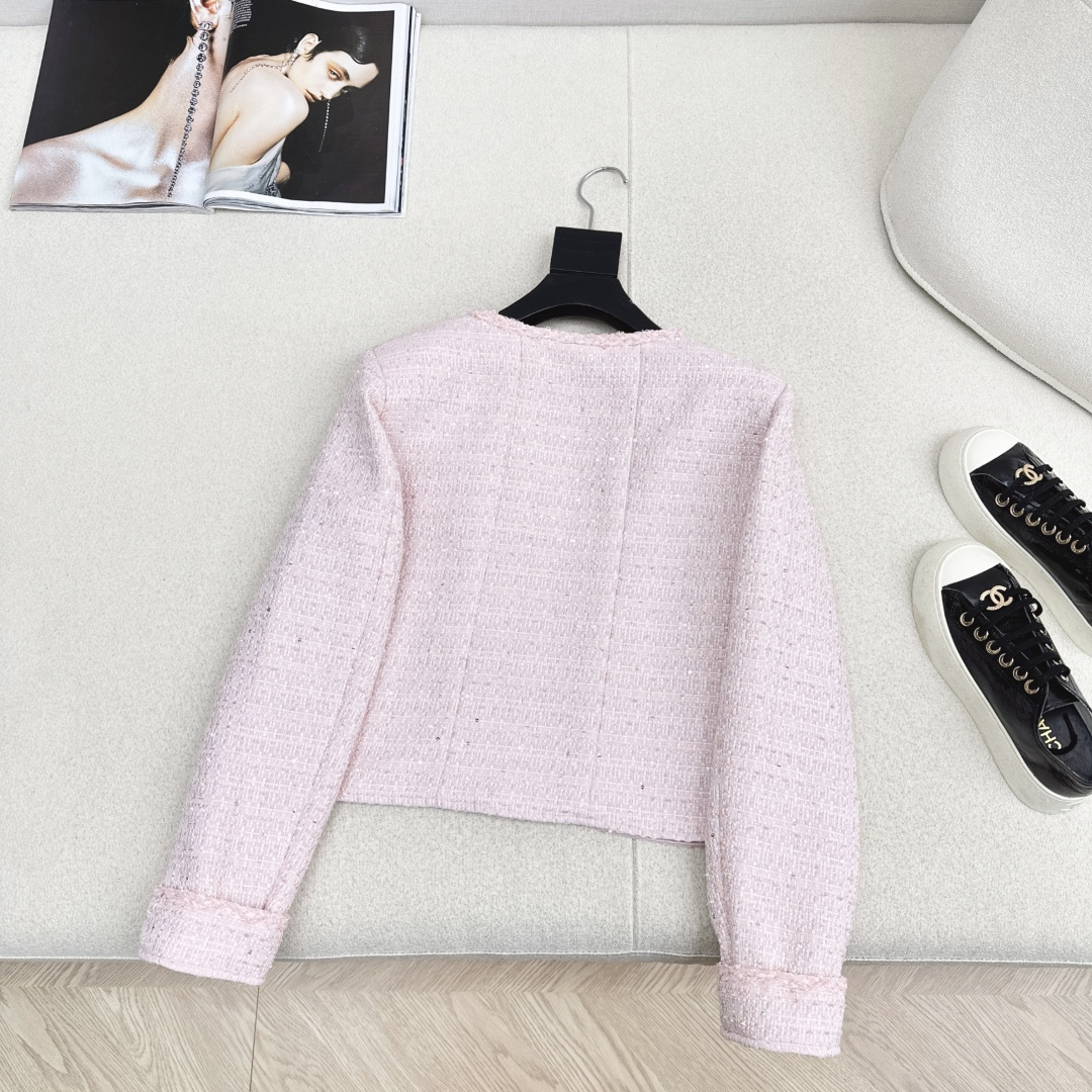 [TOP] CHANEL  Short Woven Jacket - Pink
