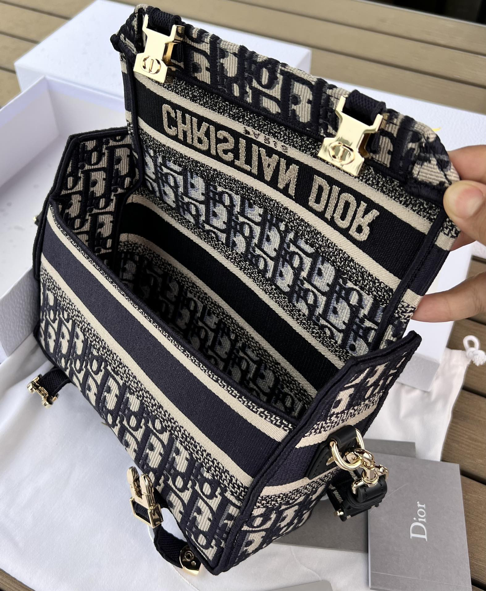 [TOP] Christian Dior Camp Bag Oblique 23x15x8cm - Navy Blue