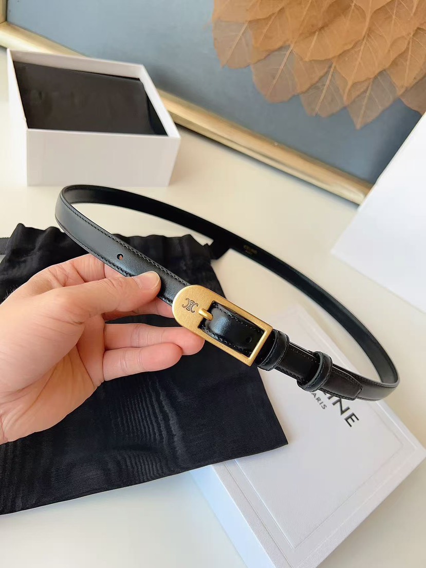 [TOP] CELINE Belt Calfskin 1.8cm - Black - 711 Luxury