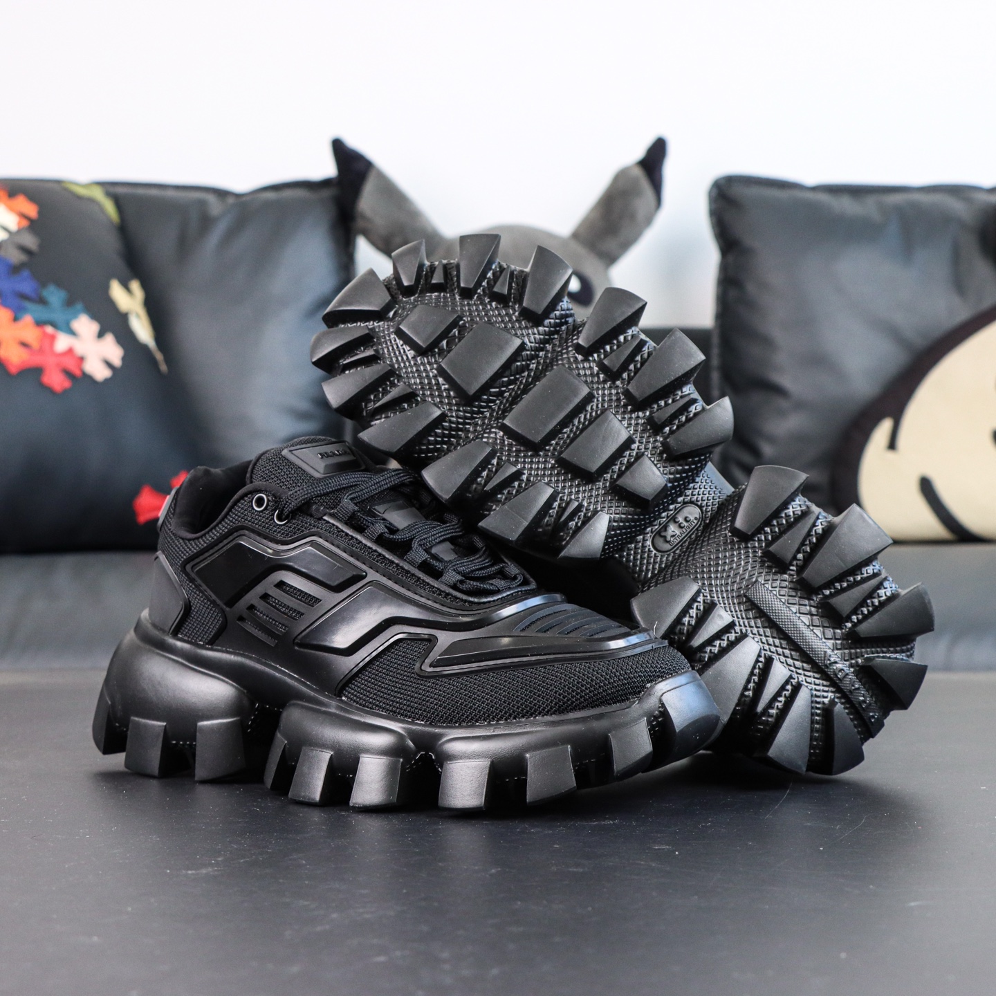 Prada black Shoes PRADA Black Prada Cloudbust Thunder Knit Fabric Sneakers #378195 View 2 | Nigo Office