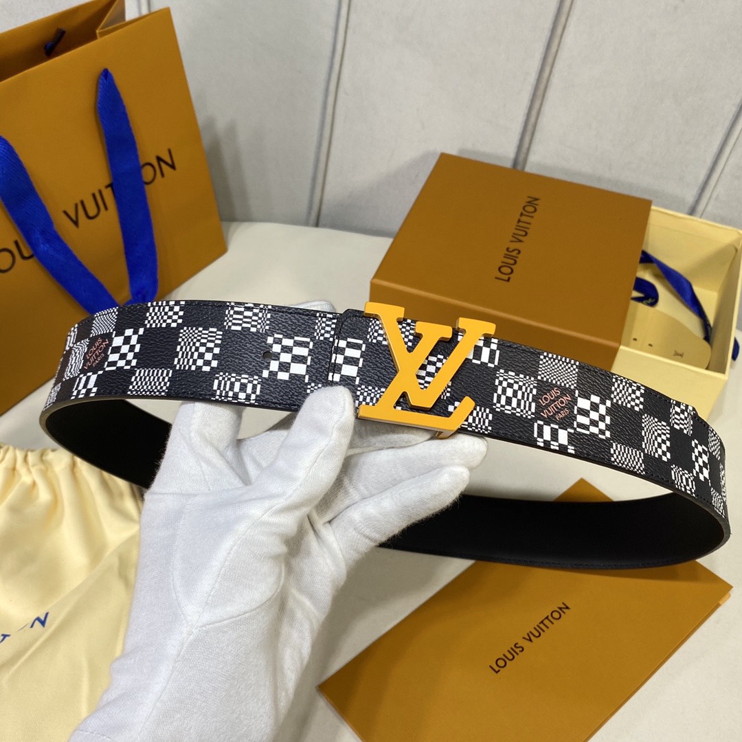 [TOP] Louis Vuitton LV Men's Calfskin Belt 4 cm - Black - 711 Luxury