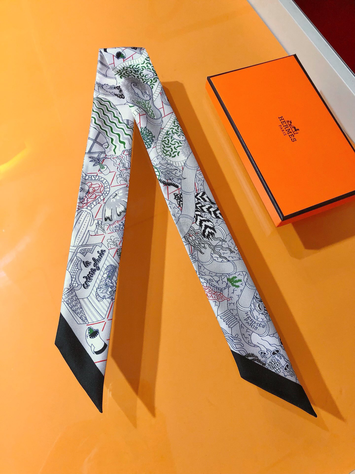 [TOP] HERMES Twilly Scarf - Gray - 711 Luxury