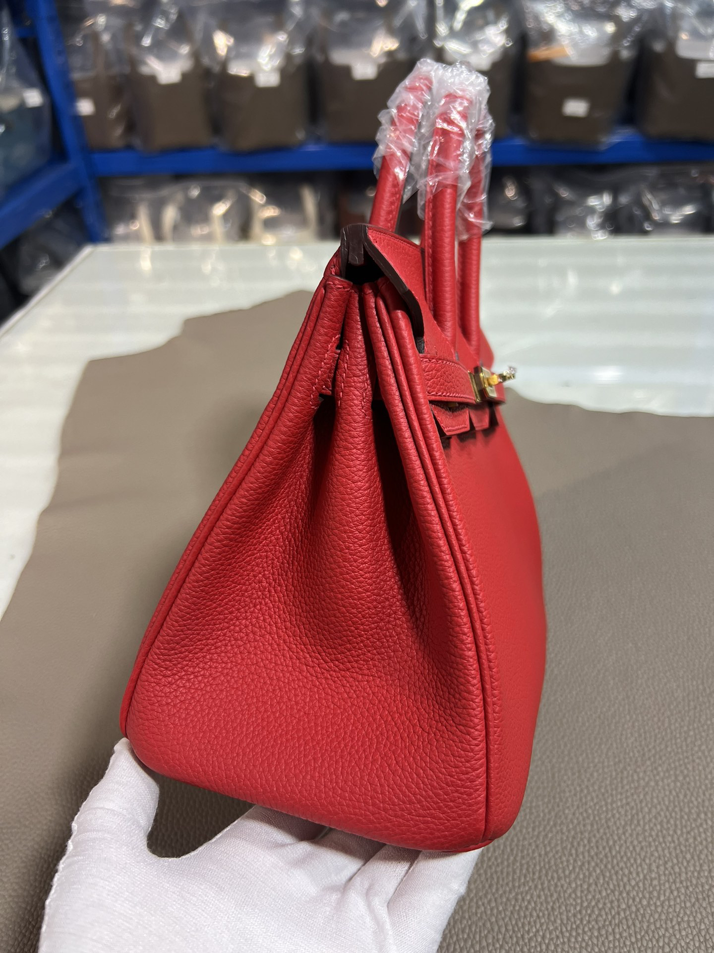 [TOP] HERMES Birkin Togo Leather 25cm - Rouge Casaque & GHW