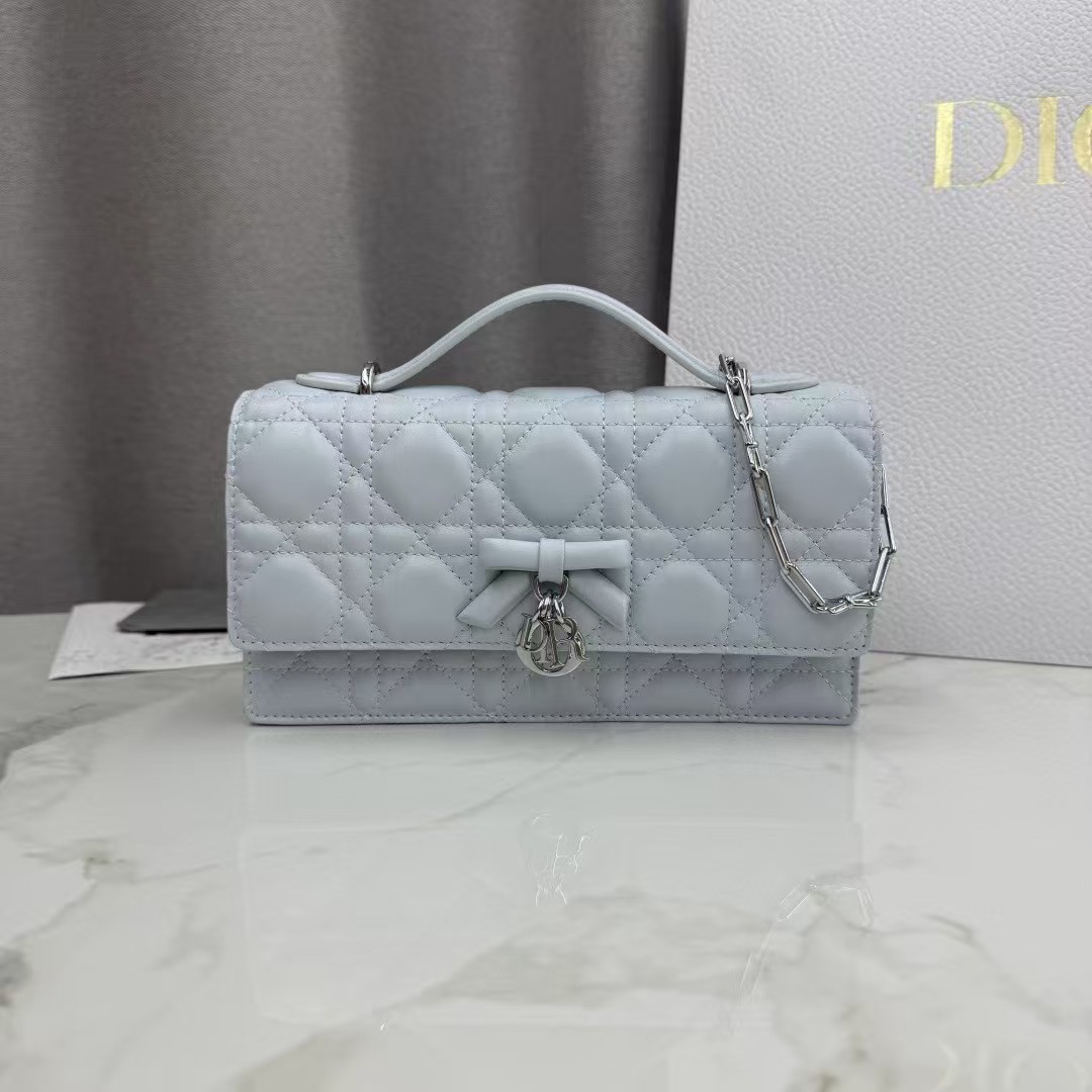 [TOP] Christian Dior My Dior Bag Lambskin 22*11*6cm - Light Blue - 711 Luxury