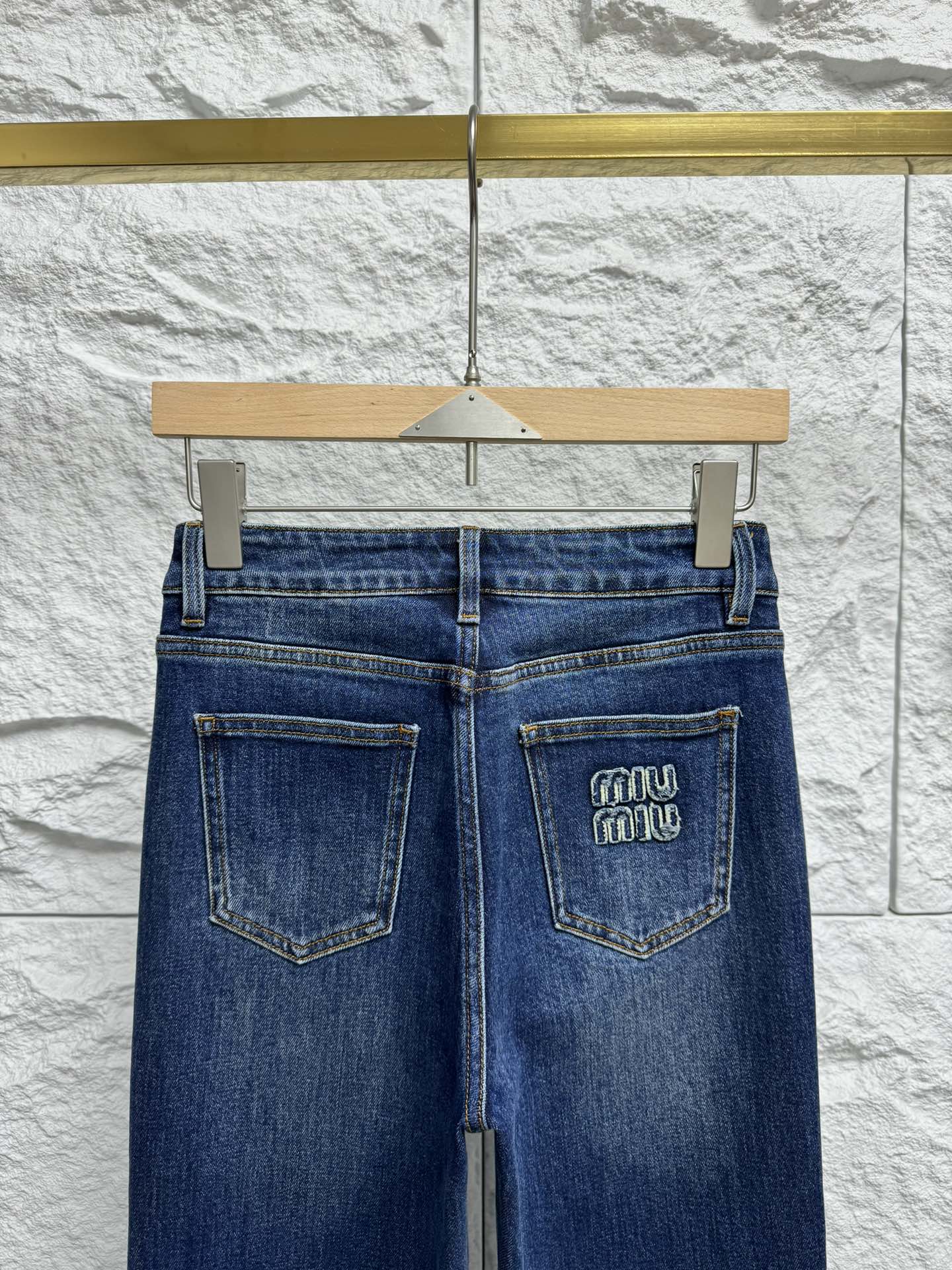 MiuMiu Navy Washed Denim Flared Jeans #335826