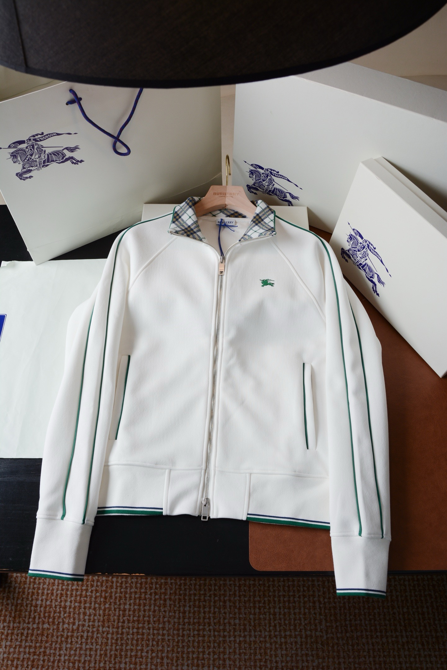 Burberry  Nylon Cotton Tennis Jacket in Chalk White #389690
