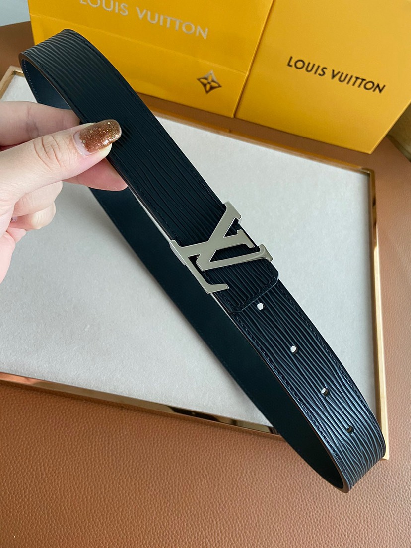 [TOP] Louis Vuitton LV Belt Cowhide 3cm - Black - 711 Luxury
