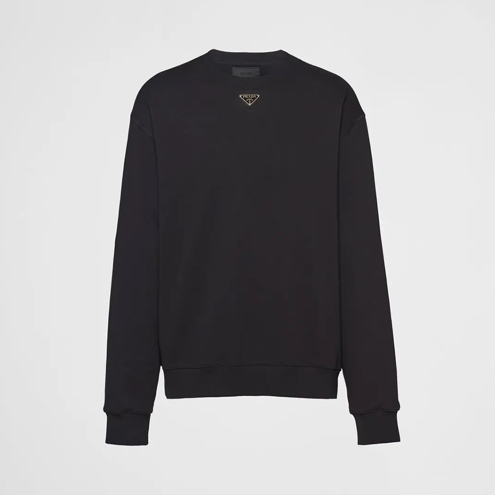 Prada grey Clothing Prada Long-Sleeved Cotton Sweatshirt Grey #395904 View 2 | Nigo Office