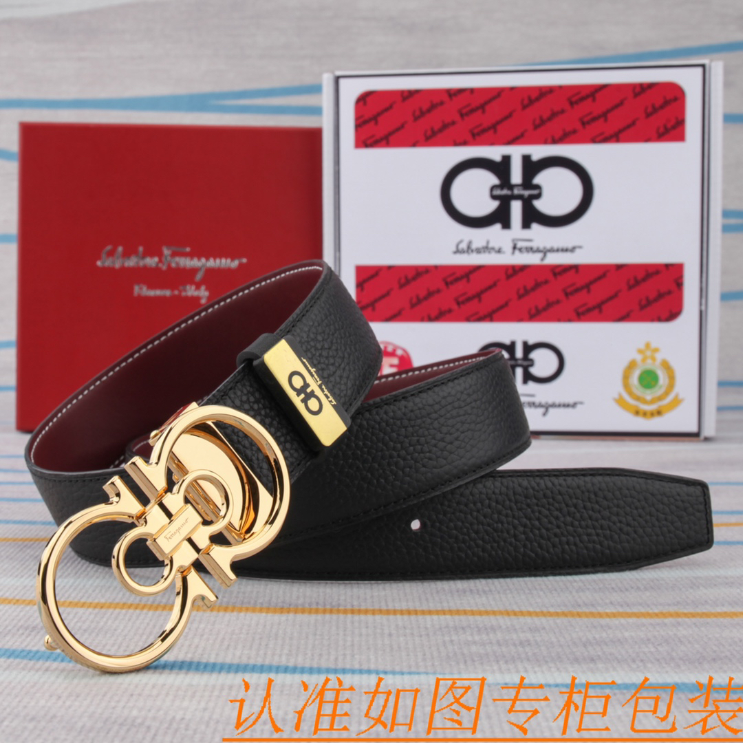 [TOP] Ferragamo Men's Belt 3.5cm - Black - 711 Luxury