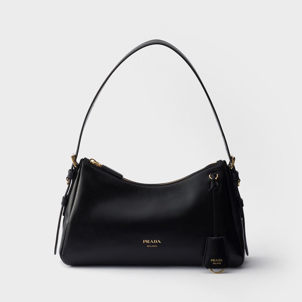 PRADA Black Prada Aimée Medium Leather Shoulder Bag #396965