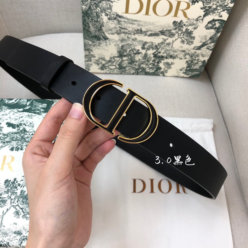 [TOP] Christian Dior Belt Cowhide 30mm - Black - 711 Luxury