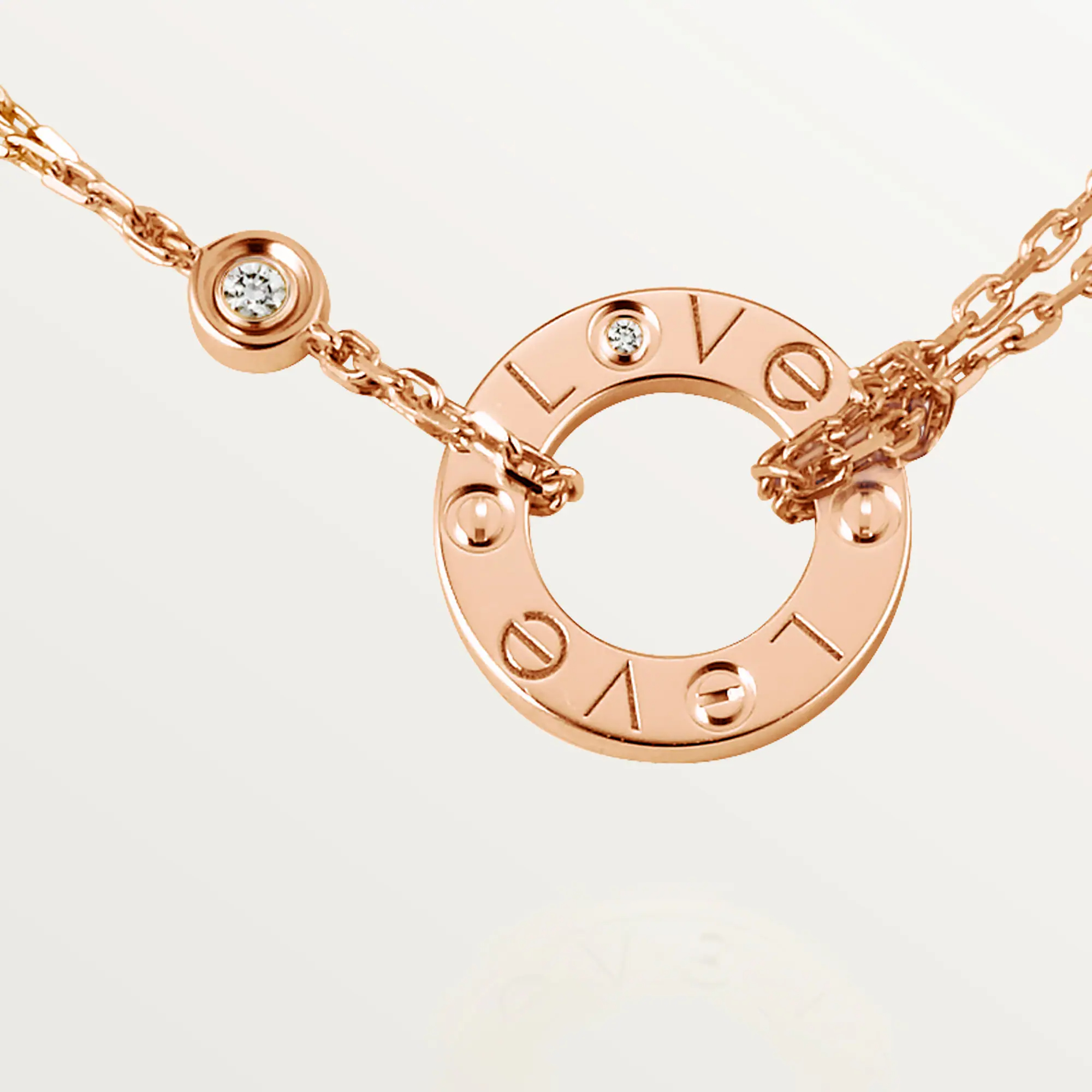 Carty Love Luna Loop Necklace, Rose Gold, 2 Moissanite