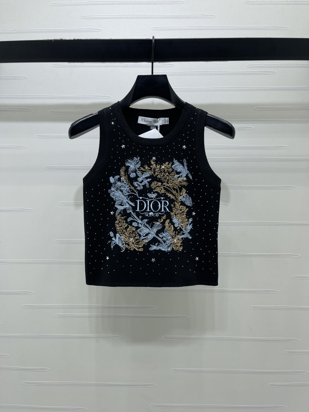 [TOP] Christian Dior  Embroidered Knitted Vest - Black