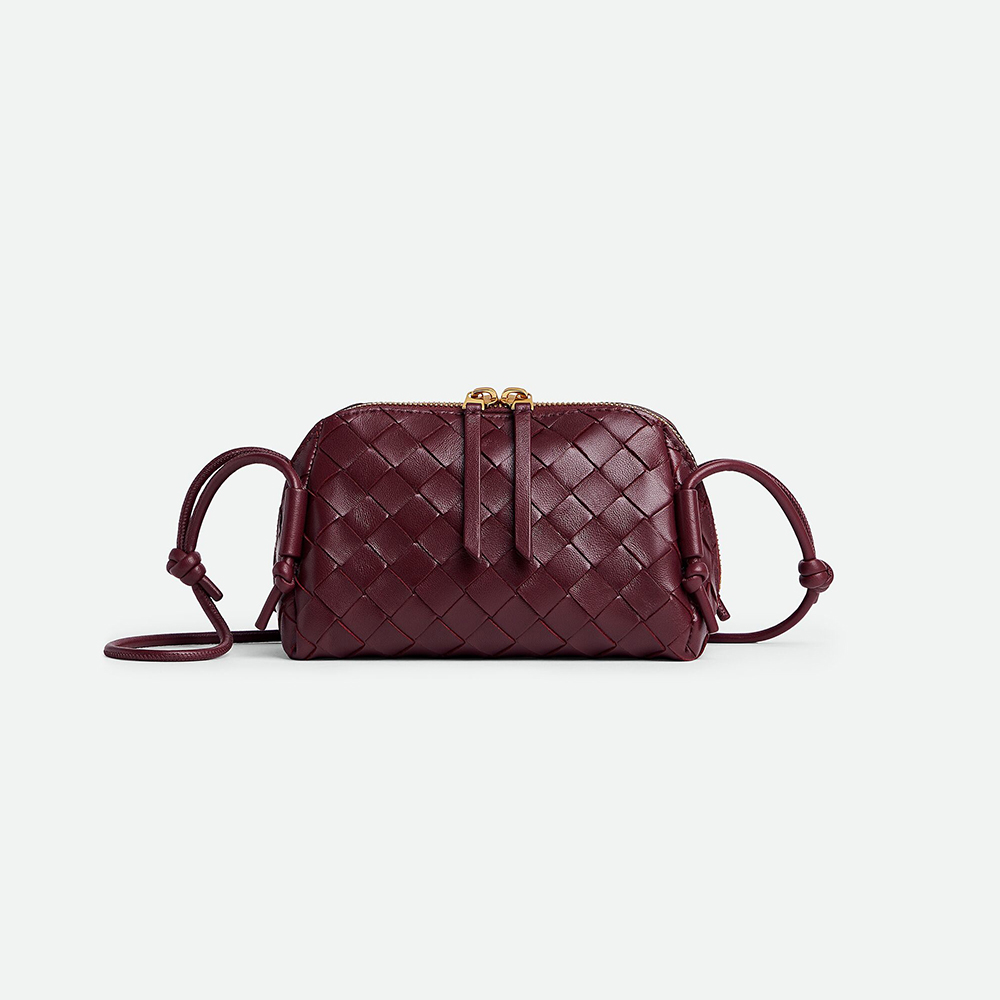 Bottega Veneta Women's Concert Intrecciato Weave Adjustable Tubular Shoulder Strap Sliding Knotted Sheepskin Clutch #332754