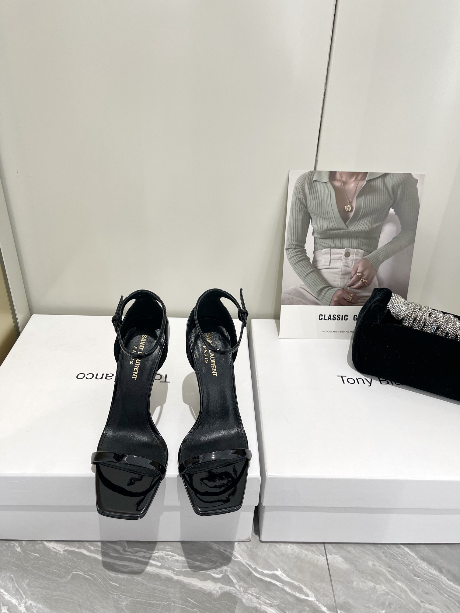 [TOP] Yves Saint Laurent YSL High Heels Sandals - Black - 711 Luxury