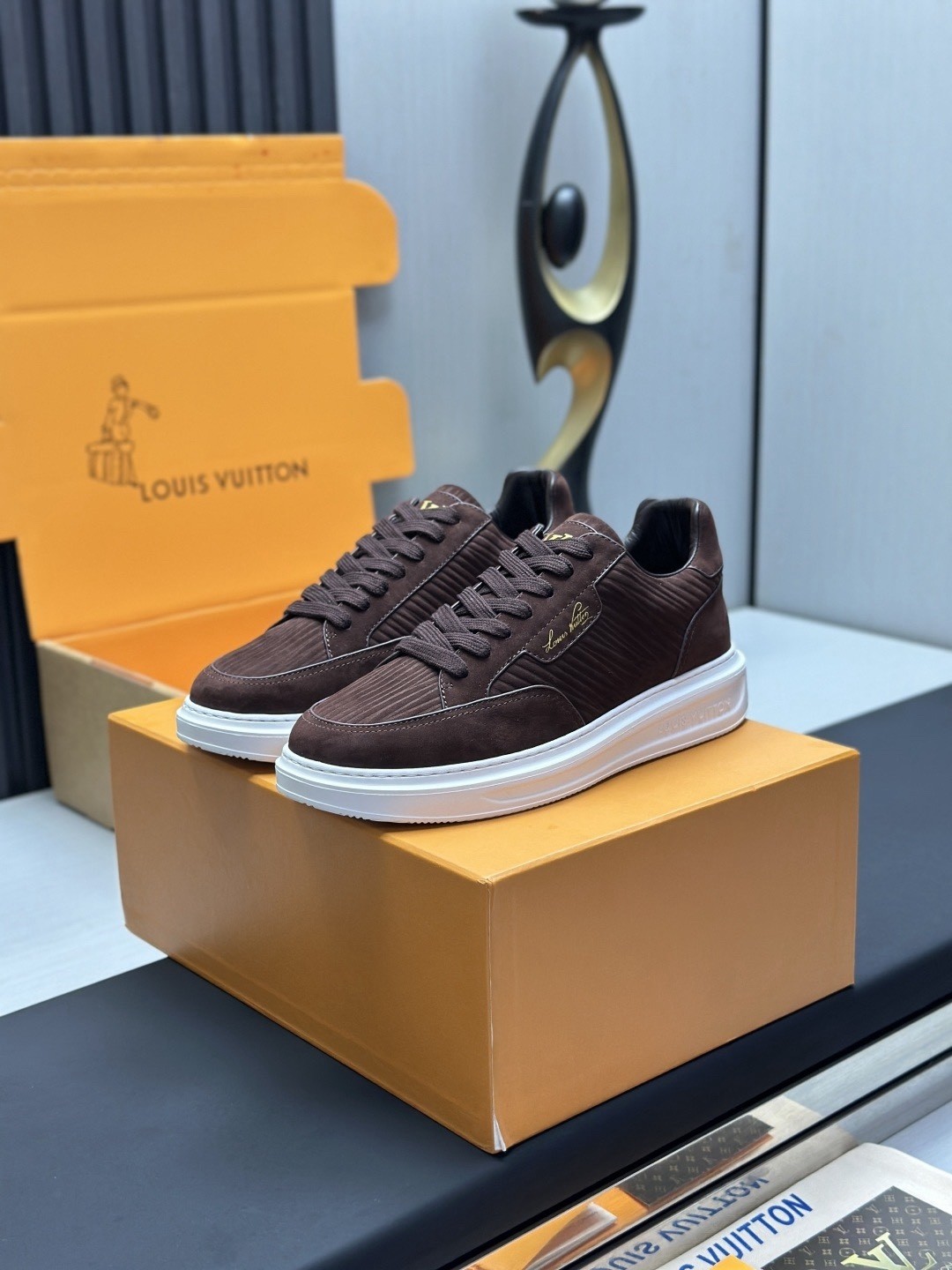 [TOP] Louis Vuitton LV Beverly Hills Sneakers Cow Leather - Brown - 711 Luxury