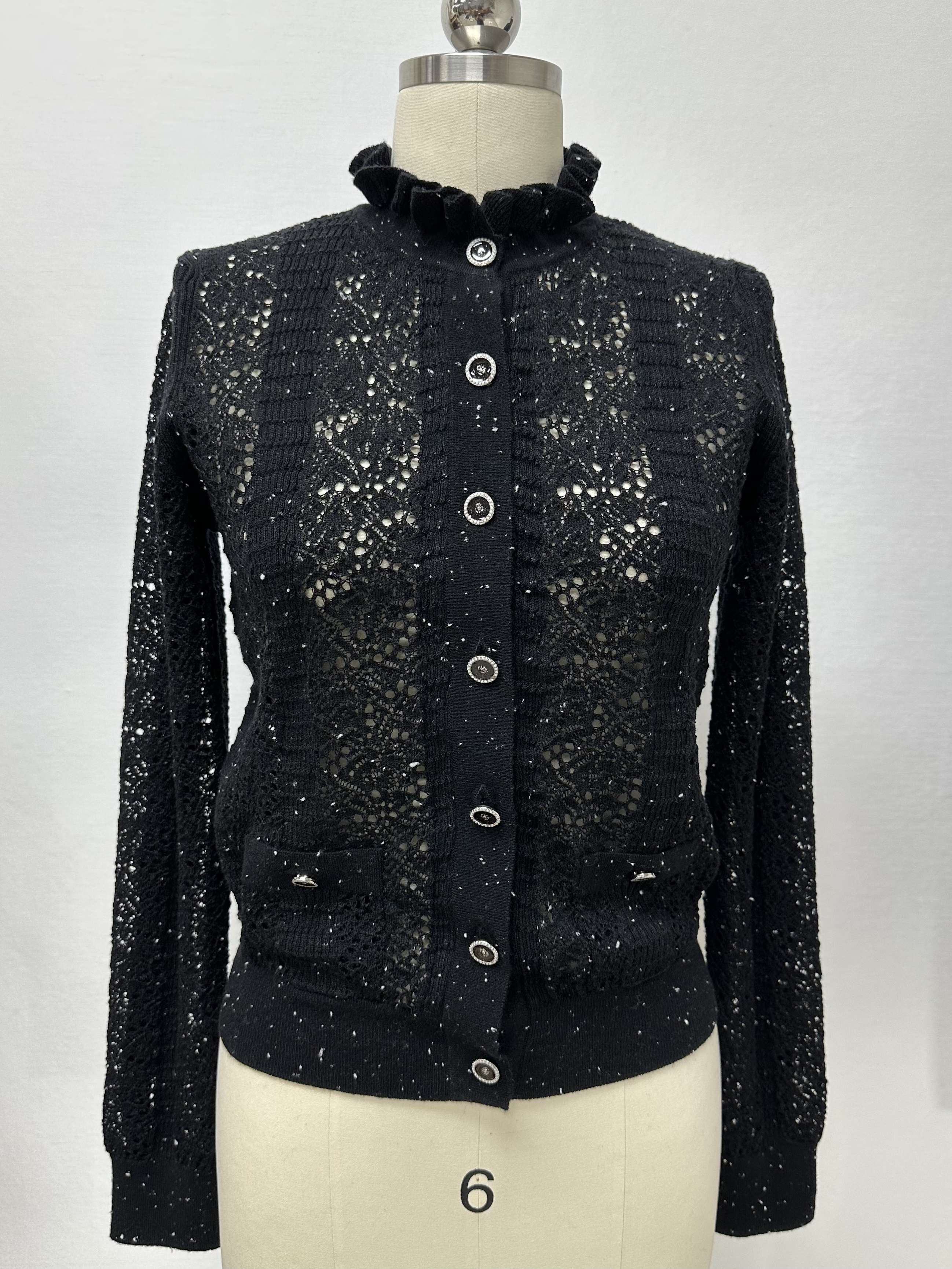 Chanel Hollow Lace Collar Cardigan close-up