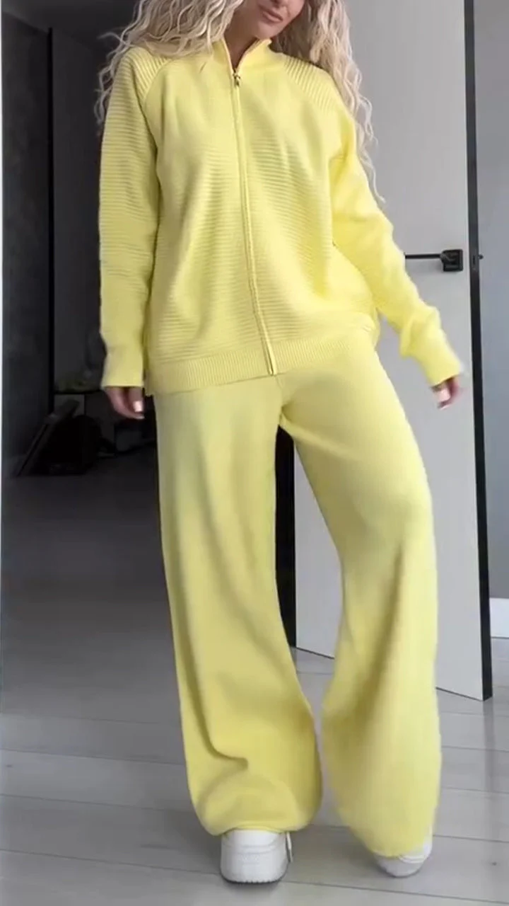 Women Solid Color Loose Casual Suit
