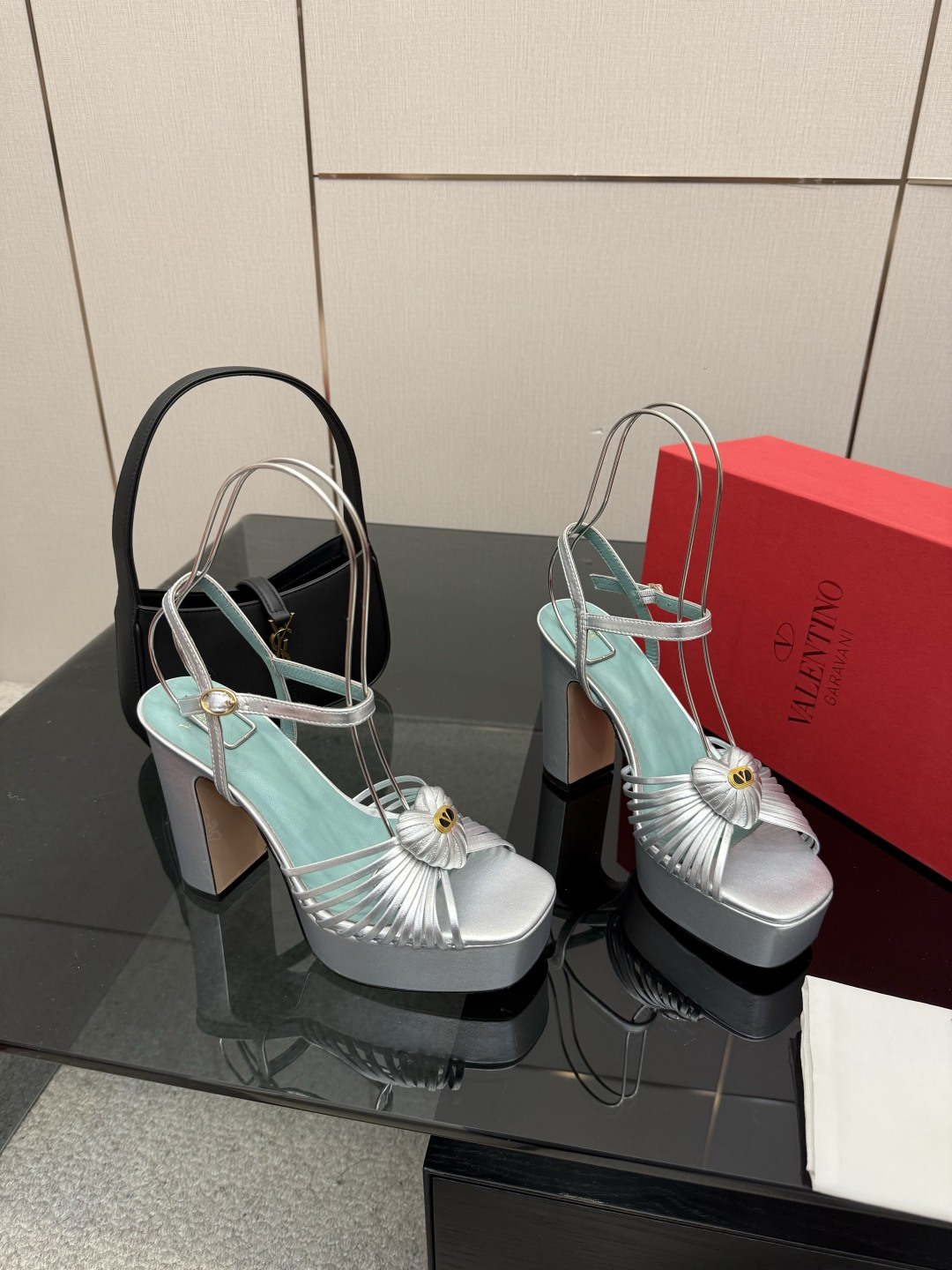 [TOP] VALENTINO High Heel Sandals - Silver - 711 Luxury