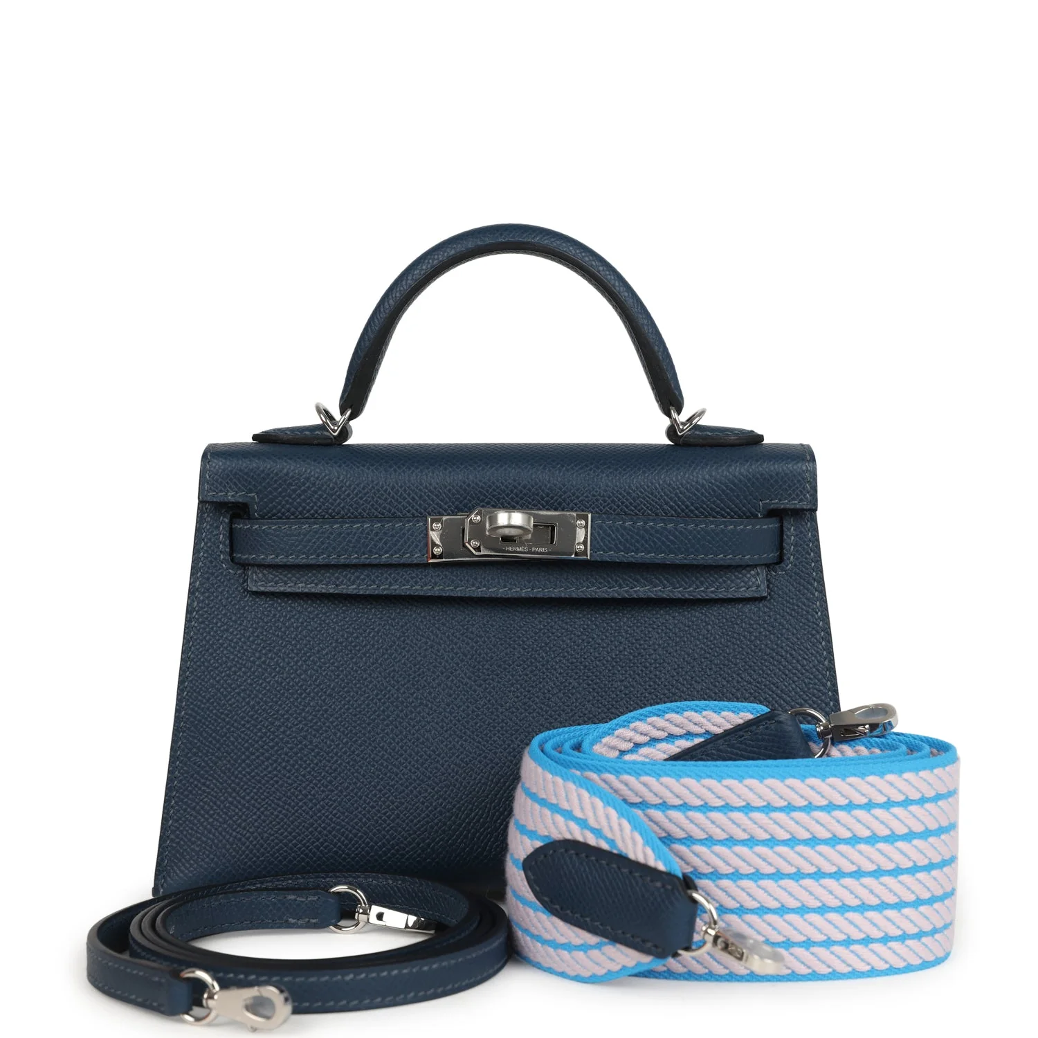 Hermes Kelly Sellier  Bleu de Prusse Epsom Palladium Hardware