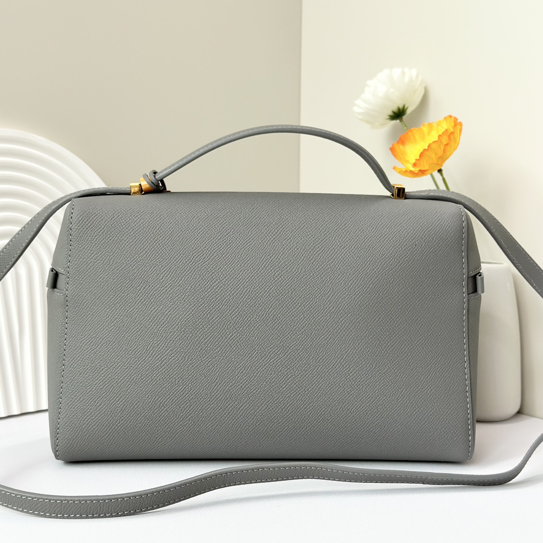 [TOP] Loro Piana Extra Bag Calfskin 27x16x10cm - Gray - 711 Luxury