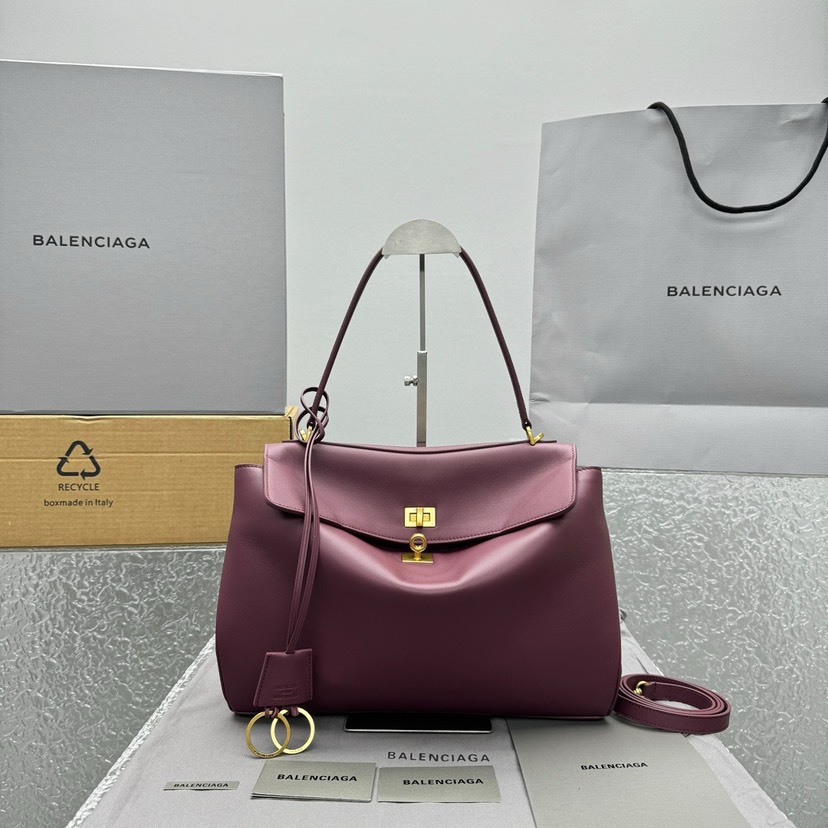 [TOP] BALENCIAGA Rodeo Bag 35x23x11cm - Dark Red & GHW - 711 Luxury
