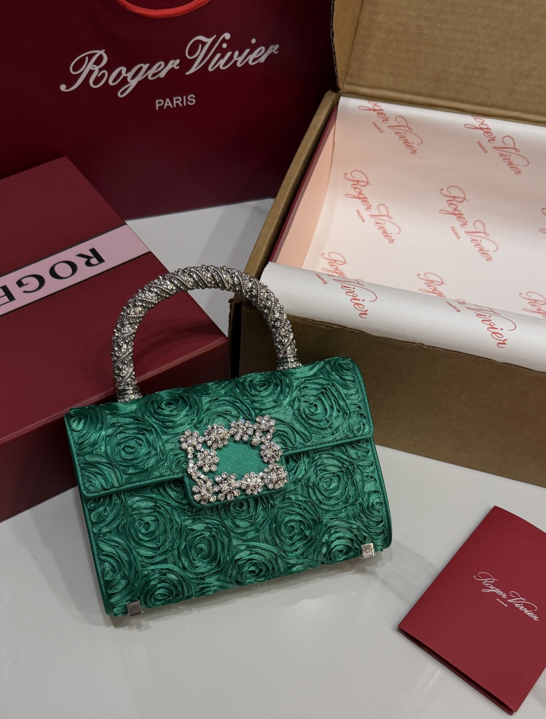 [TOP] ROGER VIVIER Diamond Bag 19-4-13 CM - Green - 711 Luxury
