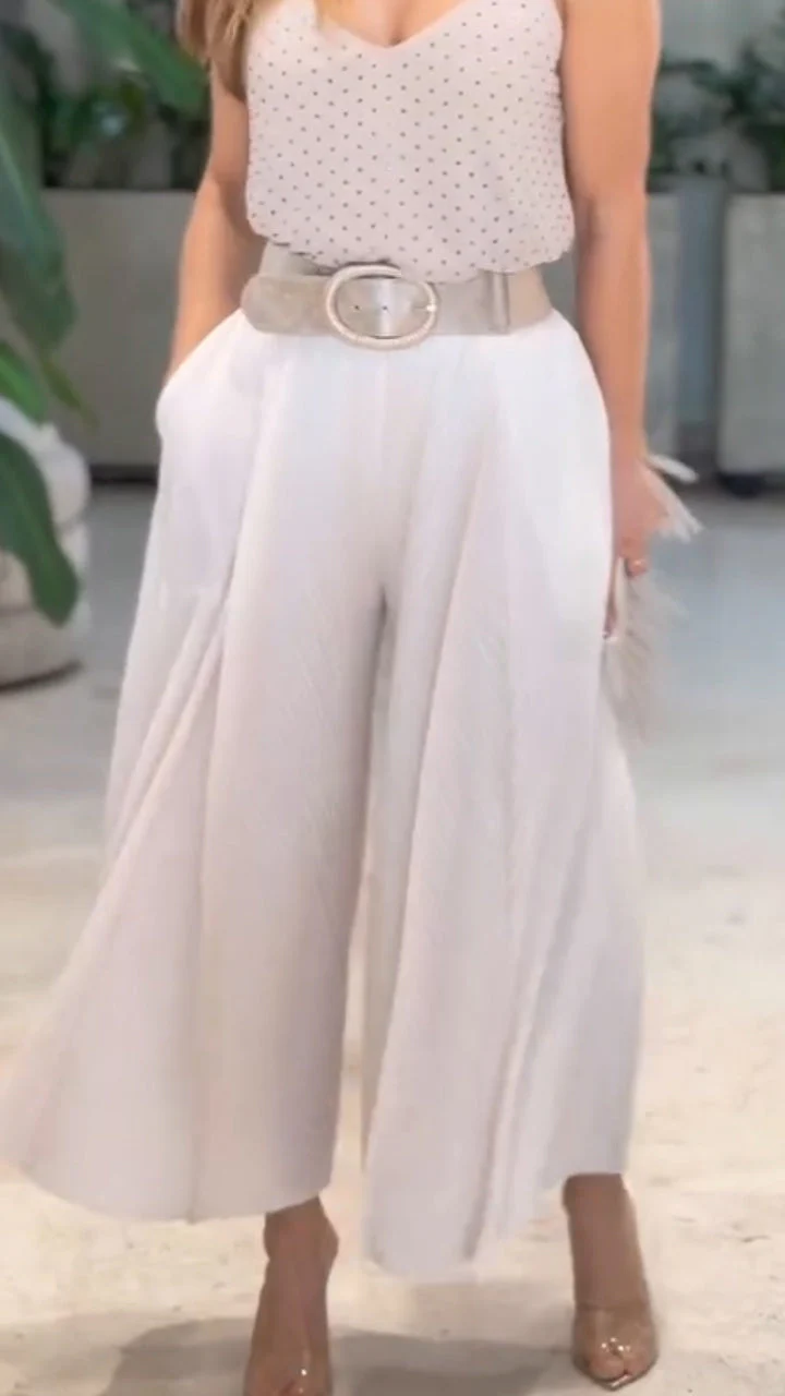 Womens Hot Diamond Suspender + Wide Leg Pants