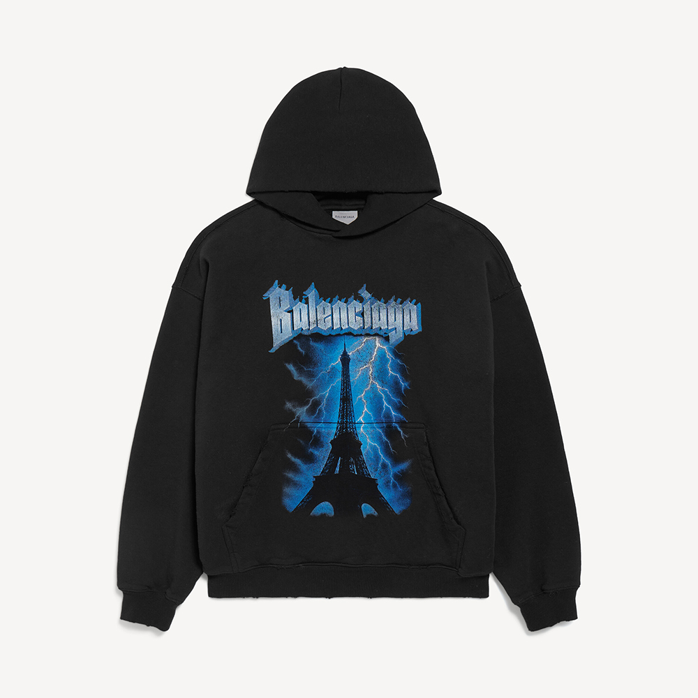 Balenciaga Clothing Balenciaga Paris Thunderstorm Medium Fit Hoodie #396443 | Nigo Office