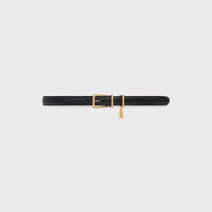 [TOP] CELINE Belt Calfskin 1.8cm - Black - 711 Luxury