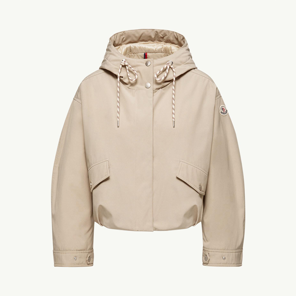 Designer beige Clothing Moncler Beige Eucalyptus Hooded Short Down Jacket Short Down Jackets for Women #393792 | Nigo Office