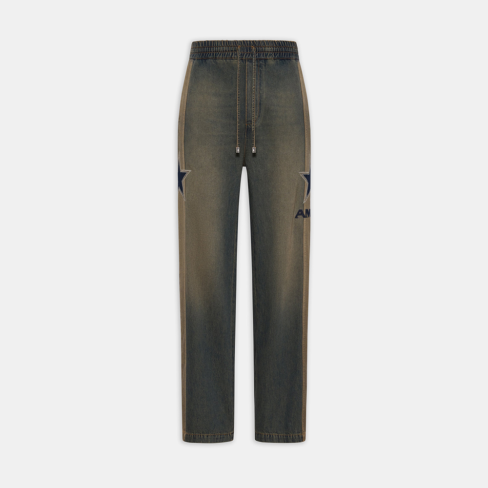 AMIRI SPORT DENIM TRACK PANT Worn Slate AMIRI SPORT DENIM TRACK PANT #384986