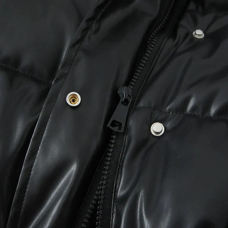 PU leather quilted jacket for women
