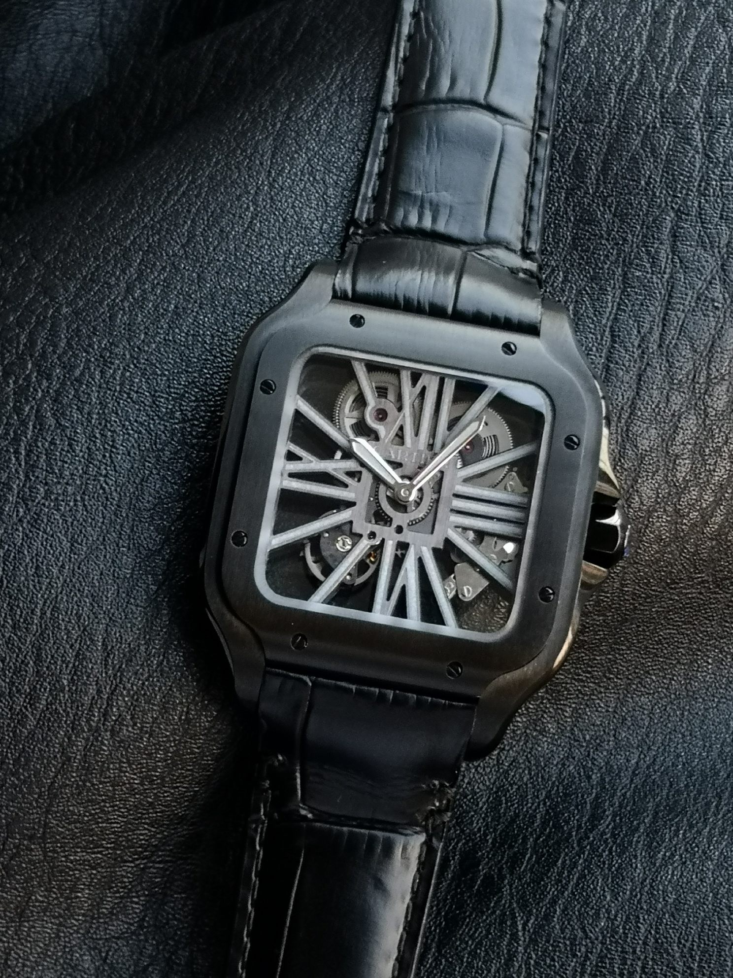 [TOP] Cartier Santos Watch - Black - 711 Luxury