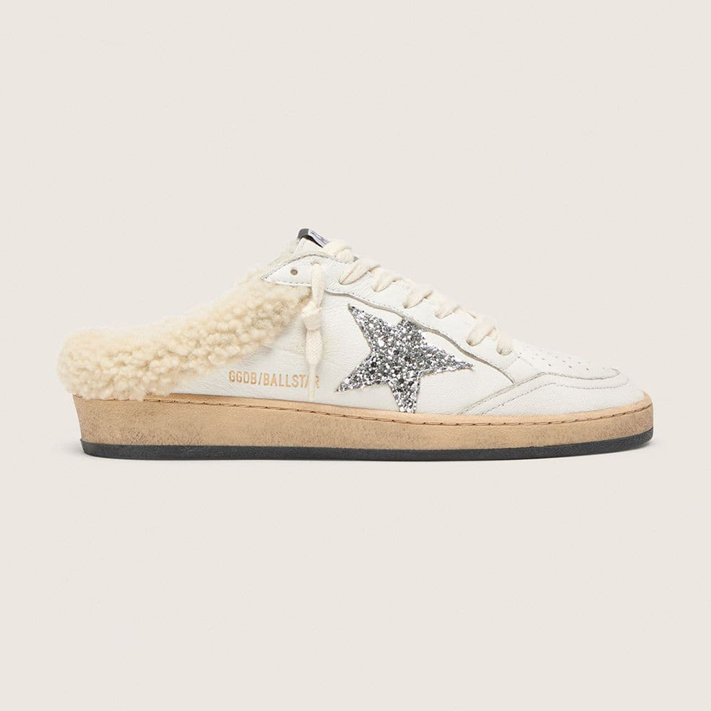 Designer Accessory Golden Goose Ball Star Sabots With Glitter Star and Shearling #393783 | Nigo Office