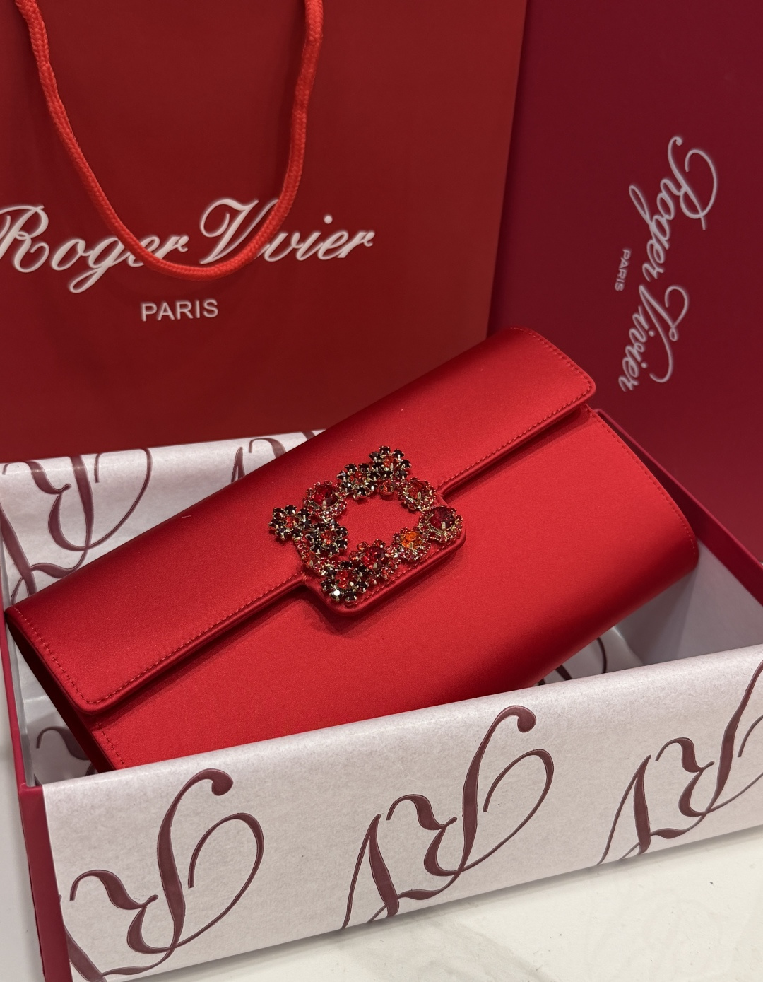 [TOP] ROGER VIVIER Diamond Bag 24-3-13 CM - Red - 711 Luxury