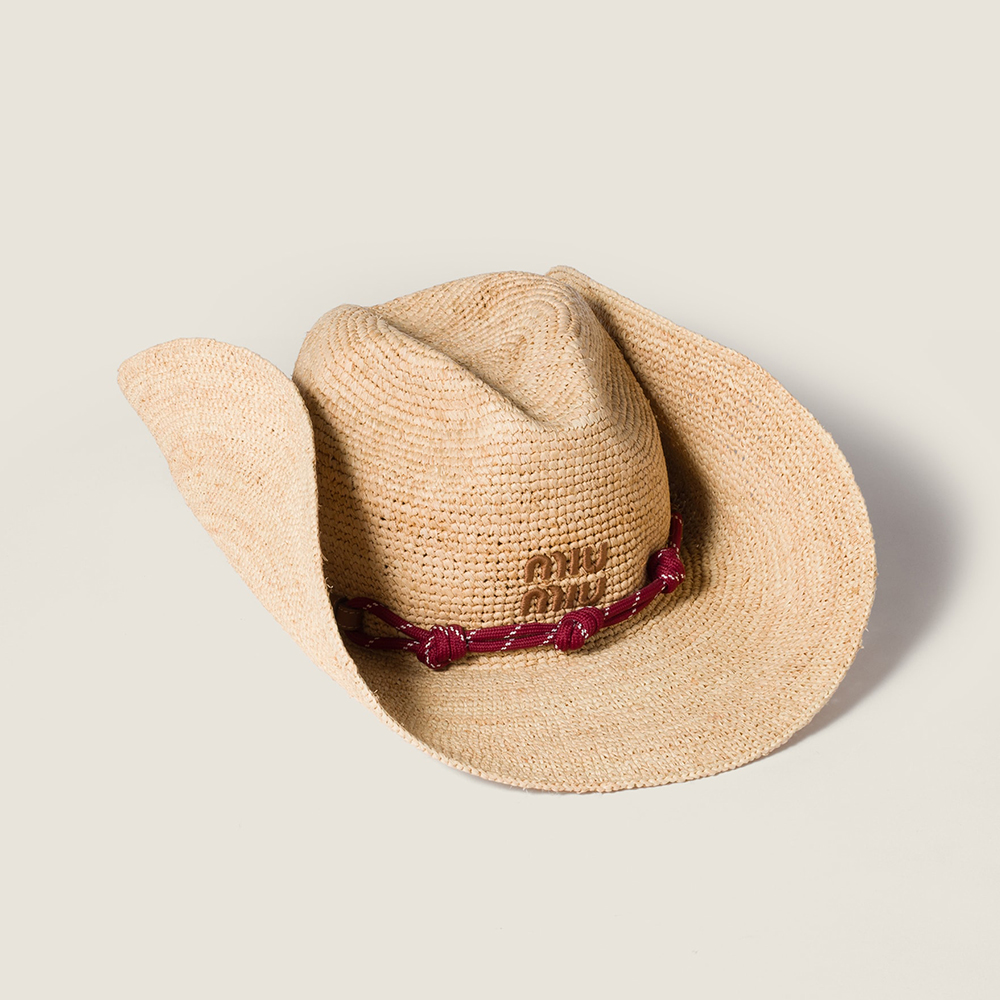 Designer beige Hat MiuMiu Beige burgundy Raffia Hat #394990 | Nigo Office