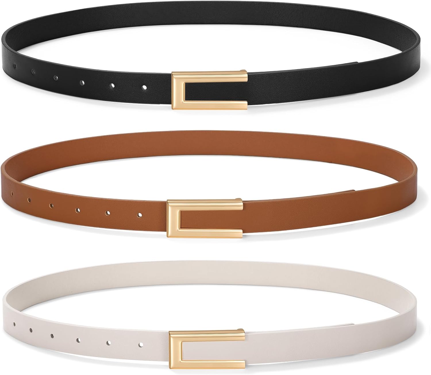 IAKING Women Skinny Belts for Jeans Pants Dresses Thin Belt With Gold Buckle Ladies Waist Belt for Women