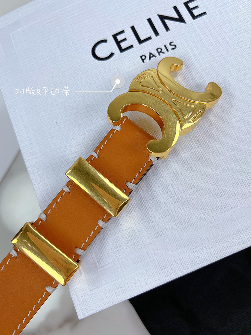 [TOP] CELINE Belt Calfskin 2.5cm - Brown - 711 Luxury