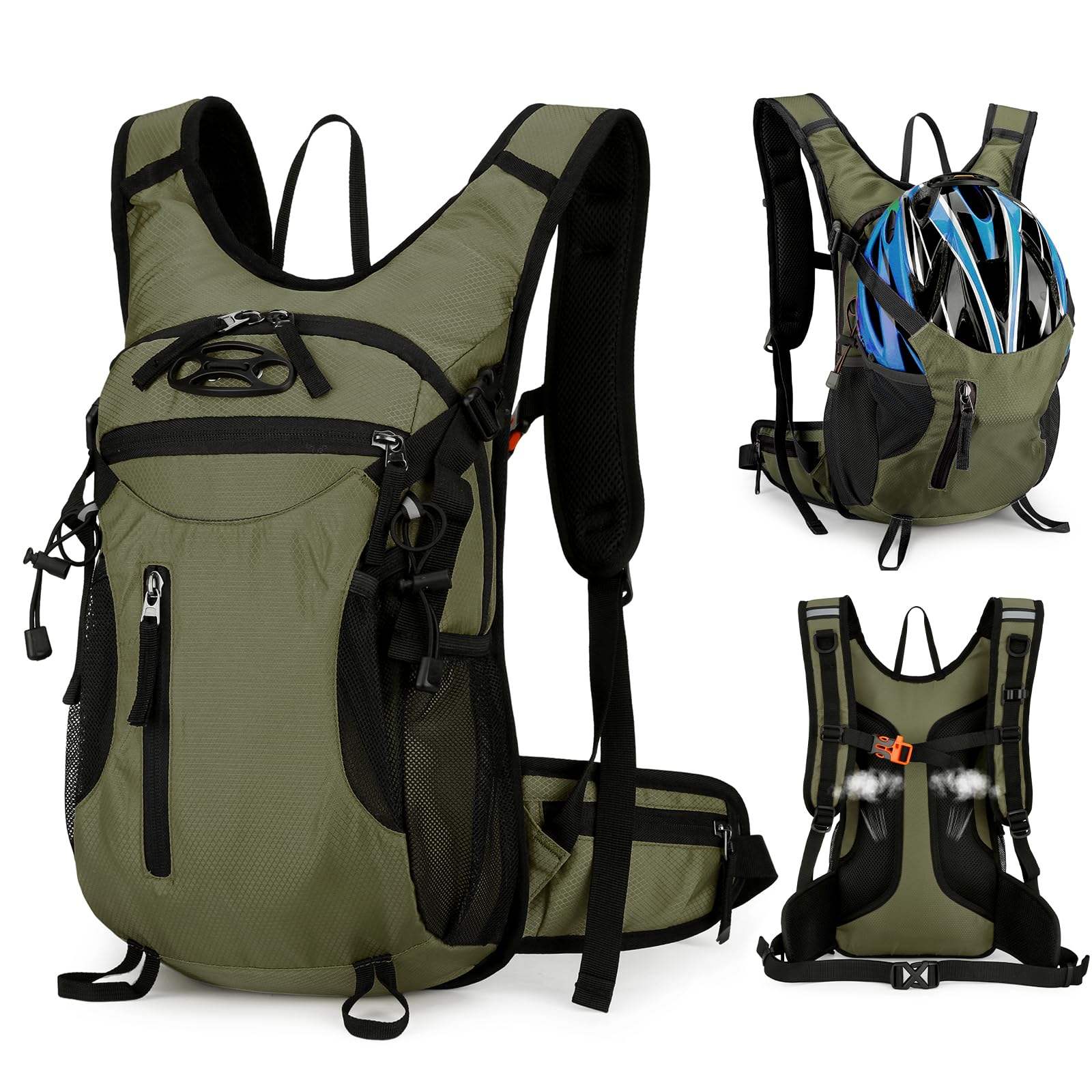 Men’s Outdoor Cycling Backpack with Hydration System – Lightweight Bike Backpack with Helmet Holder