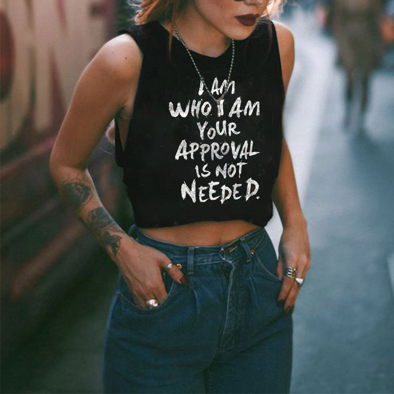who am i i am your approval no printed women's crew neck vest