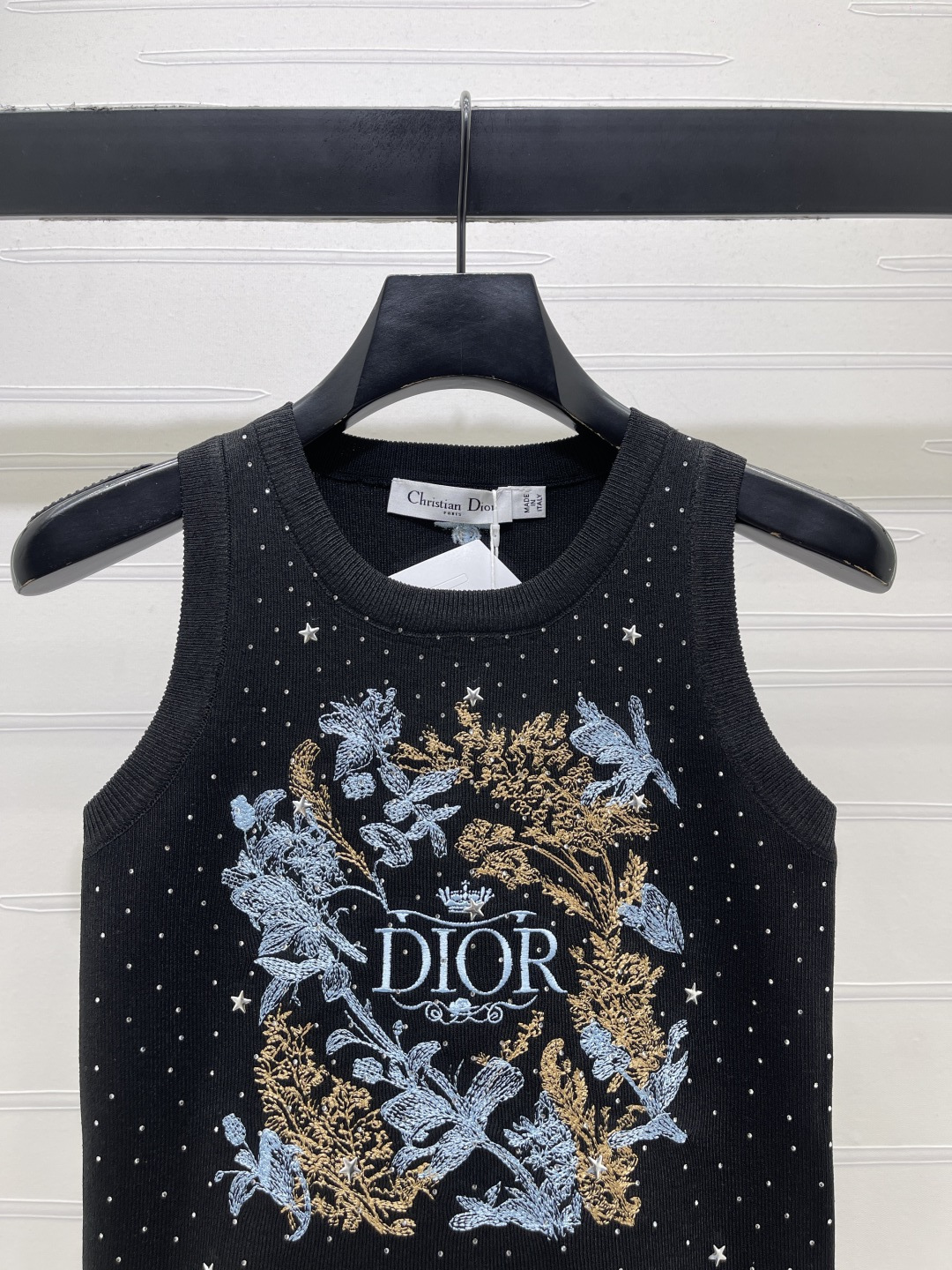 [TOP] Christian Dior  Embroidered Knitted Vest - Black