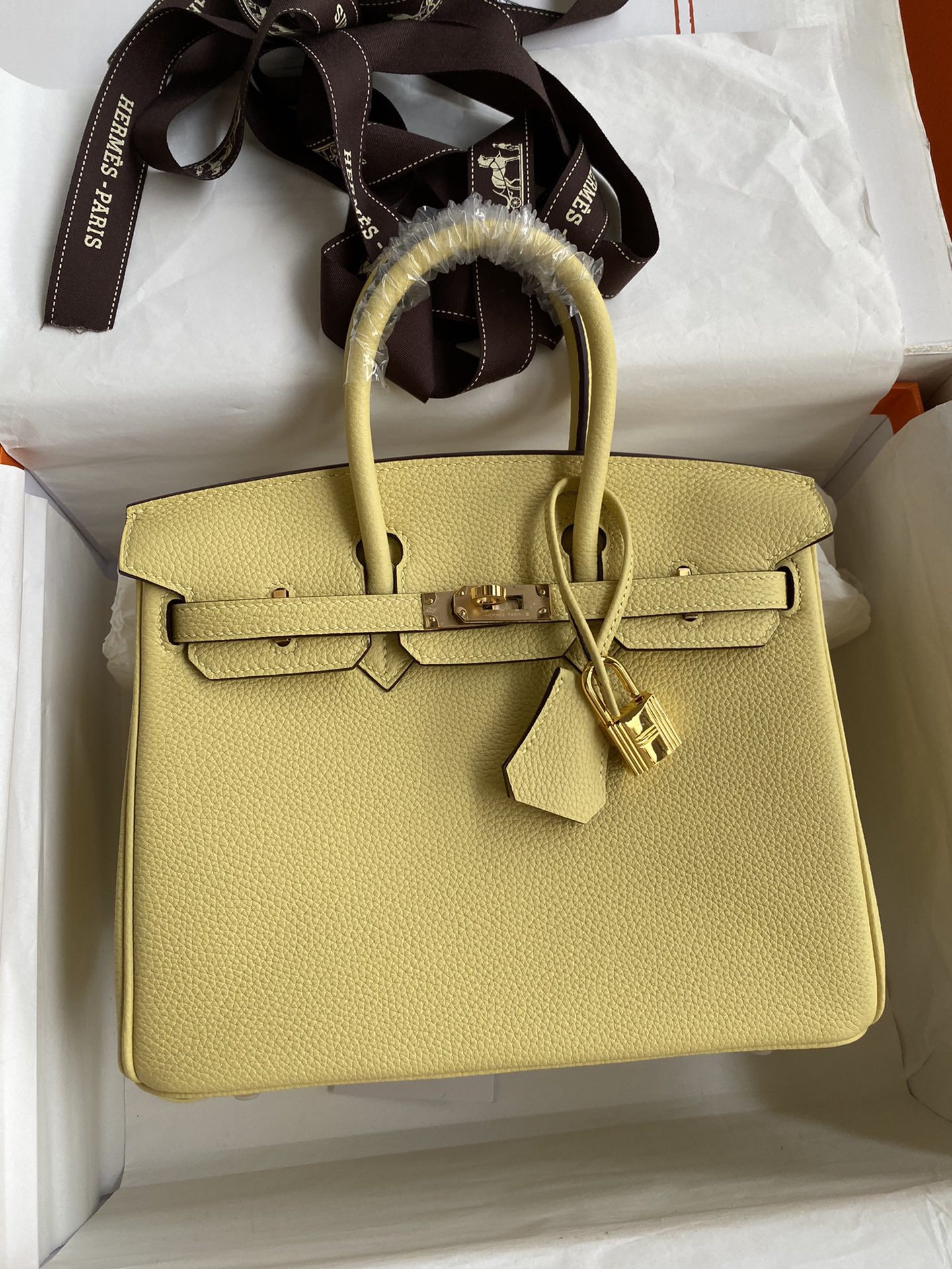 [TOP] HERMES Birkin Togo Leather 25cm - Jaune Poussin & GHW